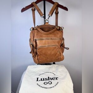 Lusher Quest convertible backpack in Cognac